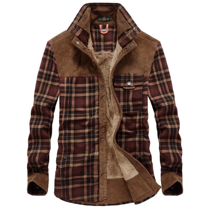 Flannel Shirt Lined - Men's Jackets Winter Windproof Warm Casual