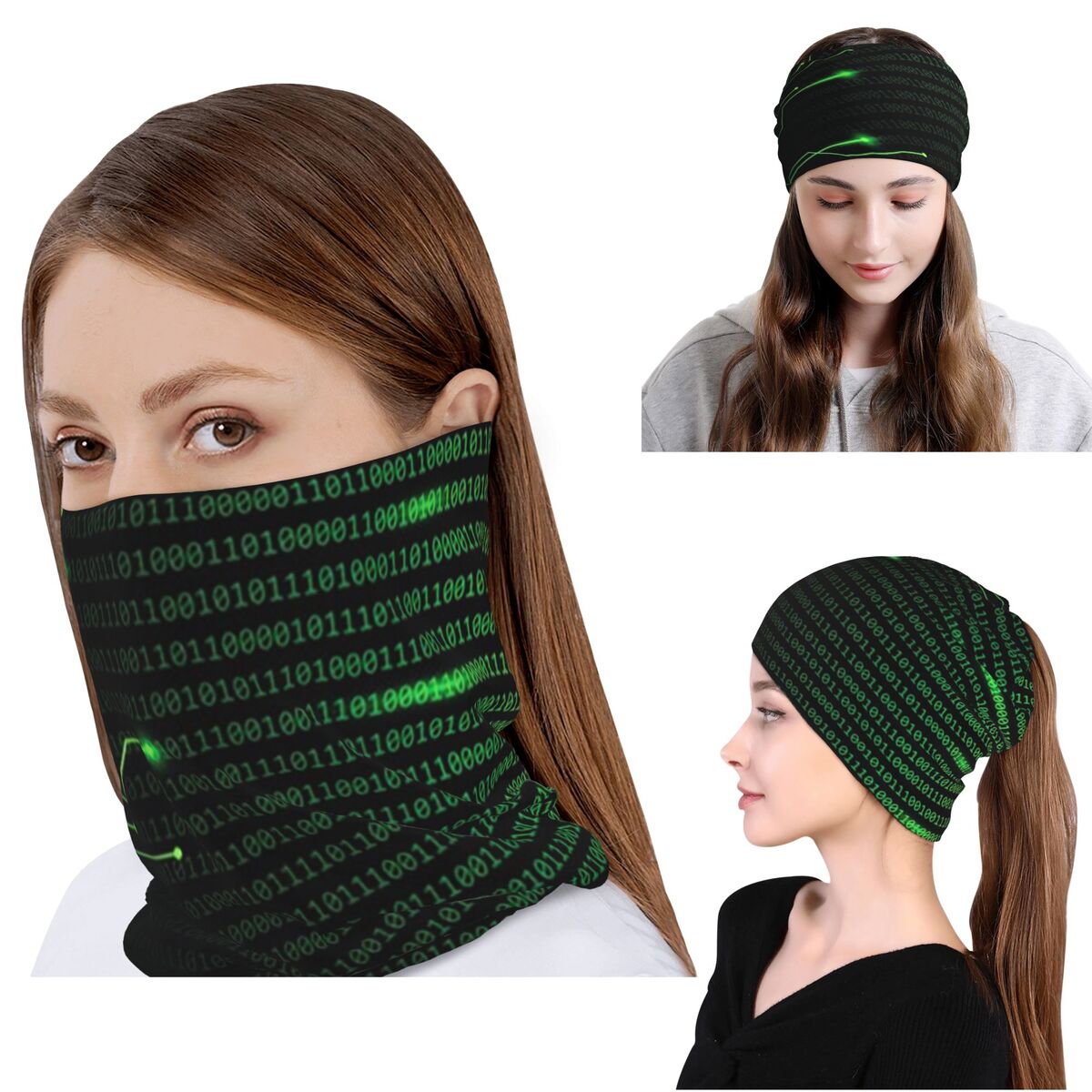 Knit Beanie Hat Warm - Binary Code Inside Throw Blanket And