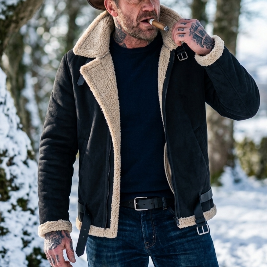 Down Jacket Packable - Men Winter Faux Suede Jacket Fleece