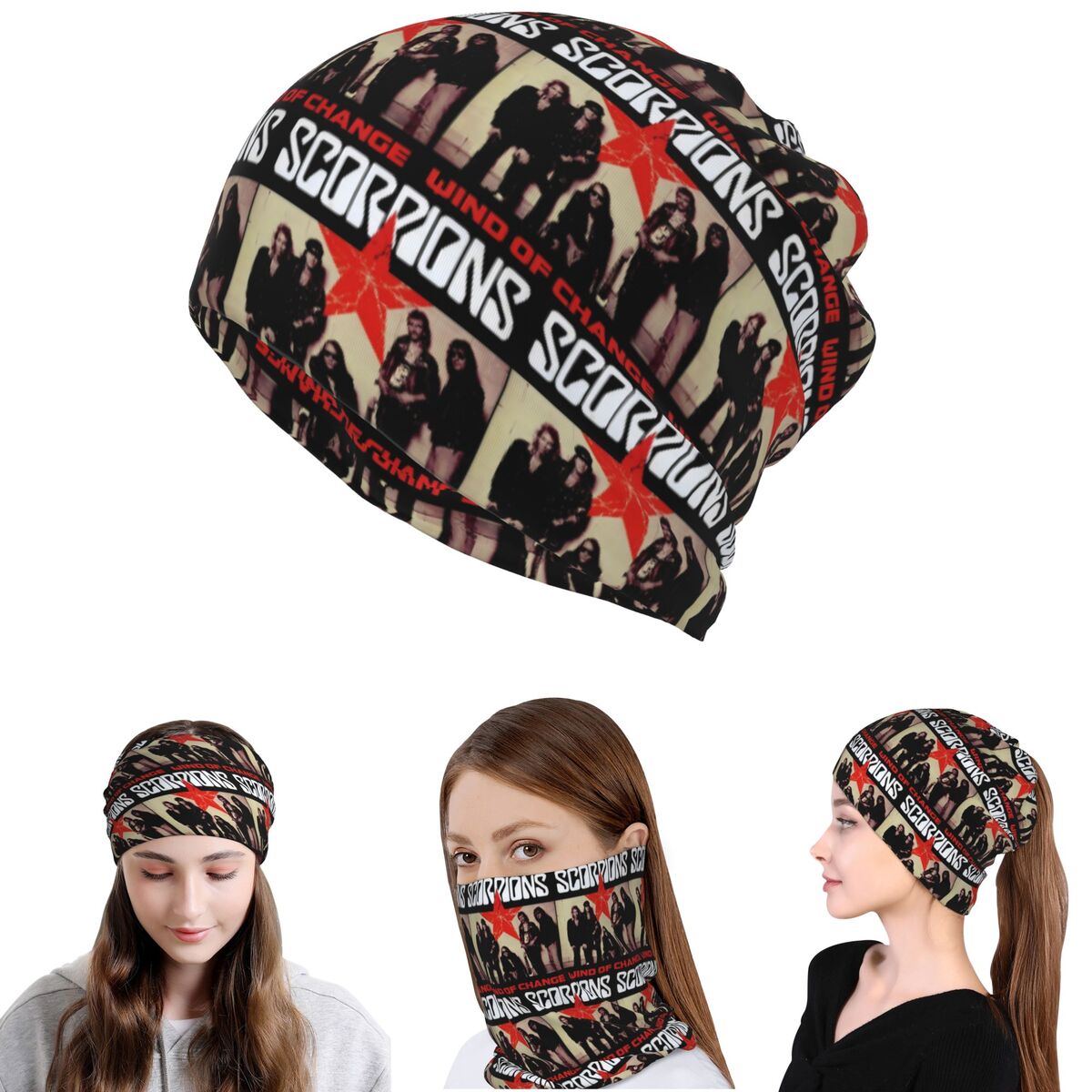 Knit Beanie Hat Warm - Scorpions Band Rock Bandana Neck Cover