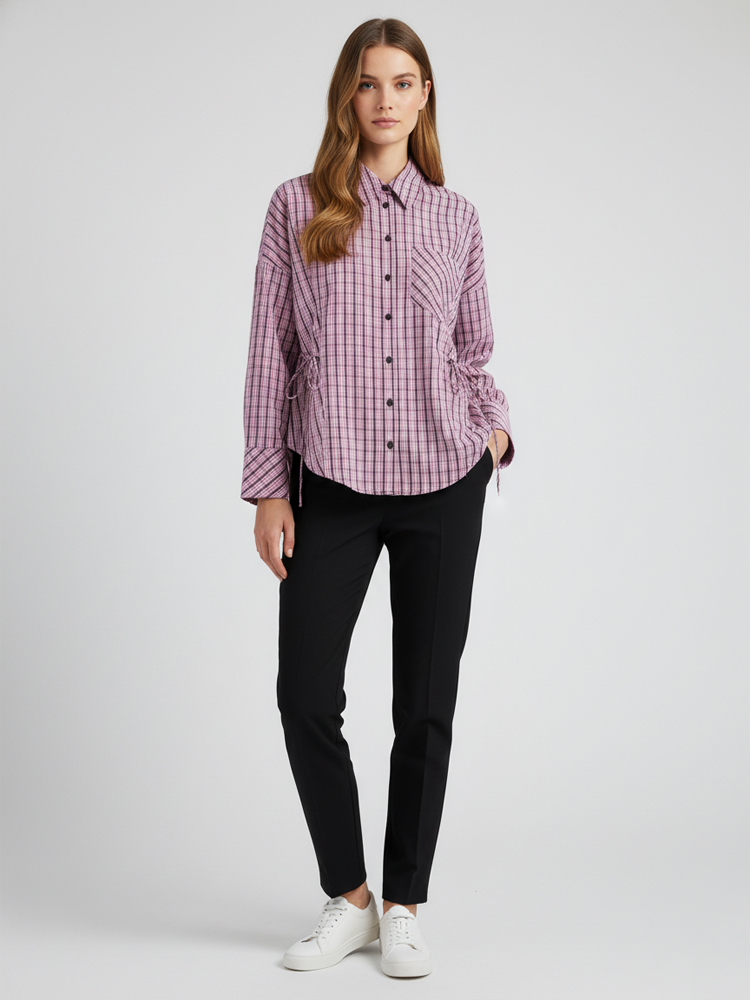 Flannel Shirt Lined - Women's Trendy Plaid Shirt Elegant A-line