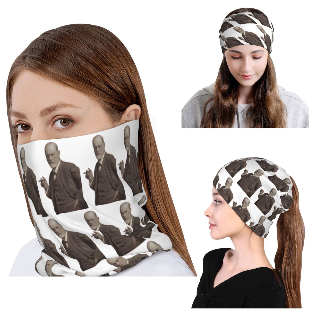 Knit Beanie Hat Warm - Freud With Cigar Blush Pink Bandana