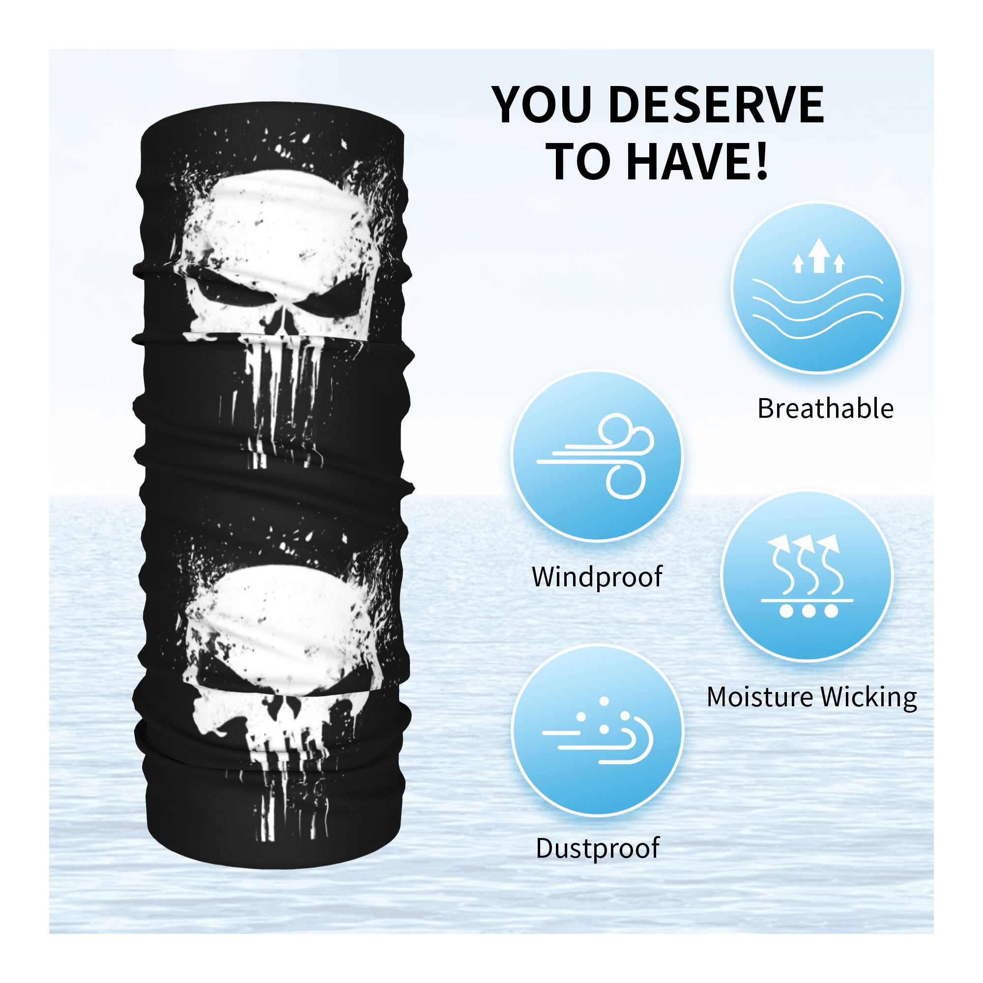 Custom Skeleton Skull Bandana  - Neck Gaiter Fleece 评论和价格