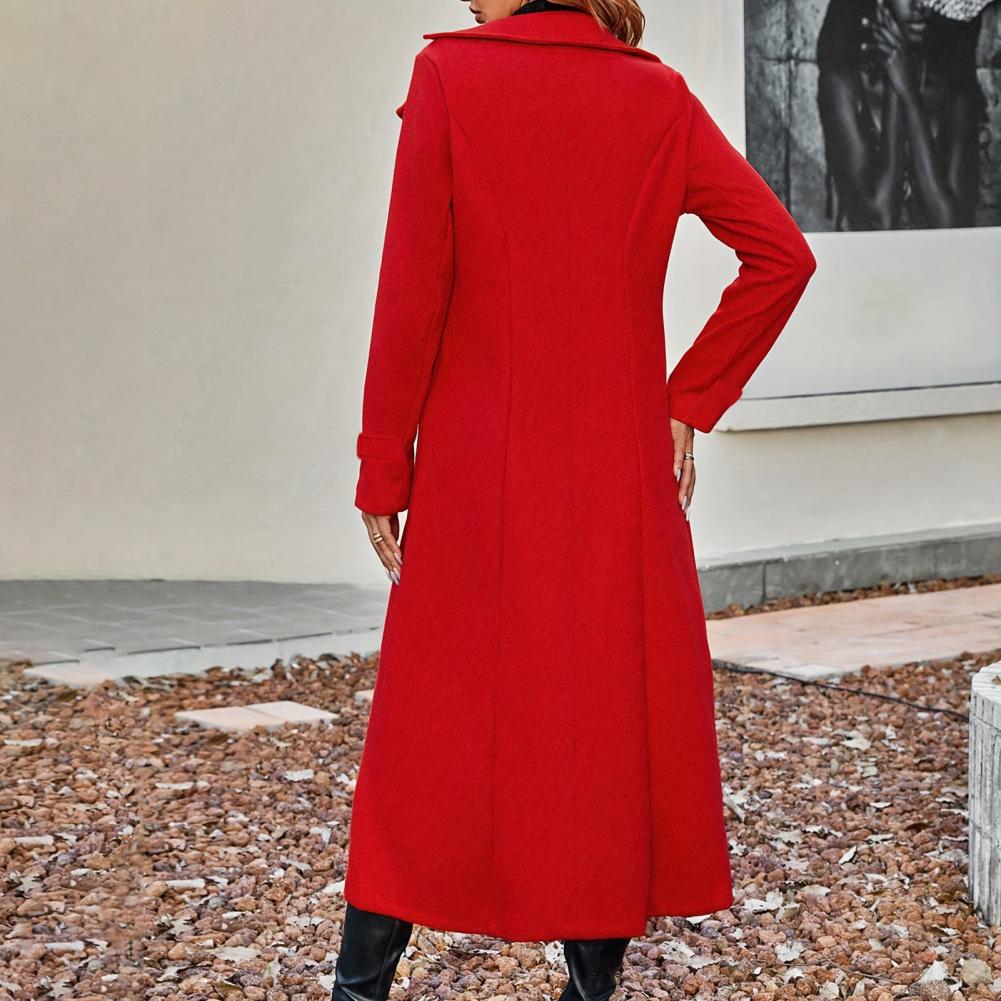 Women's Long Wool Coat Double- - Wool Coat Peacoat 评论和价格