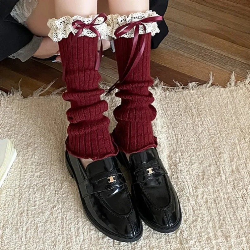 Leg Warmers Ankle Womens Bow W - Thermal Sock Wool 评论和价格