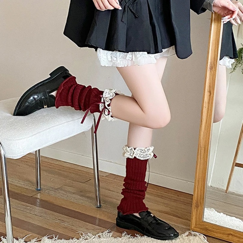 Leg Warmers Ankle Womens Bow W - Thermal Sock Wool 评论和价格
