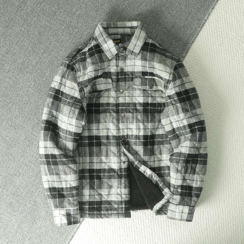 Fall Winter Men's Plaid Flanne - Flannel Shirt Lined 评论和价格
