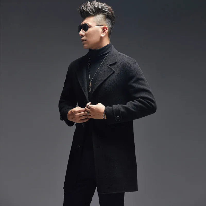 AYUNSUE 100% Wool Coat Men Aut - Wool Coat Peacoat 评论和价格