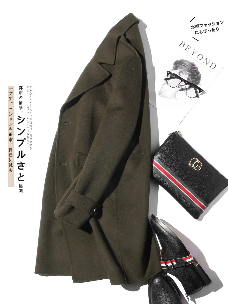 AYUNSUE 100% Wool Coat Men Aut - Wool Coat Peacoat 评论和价格