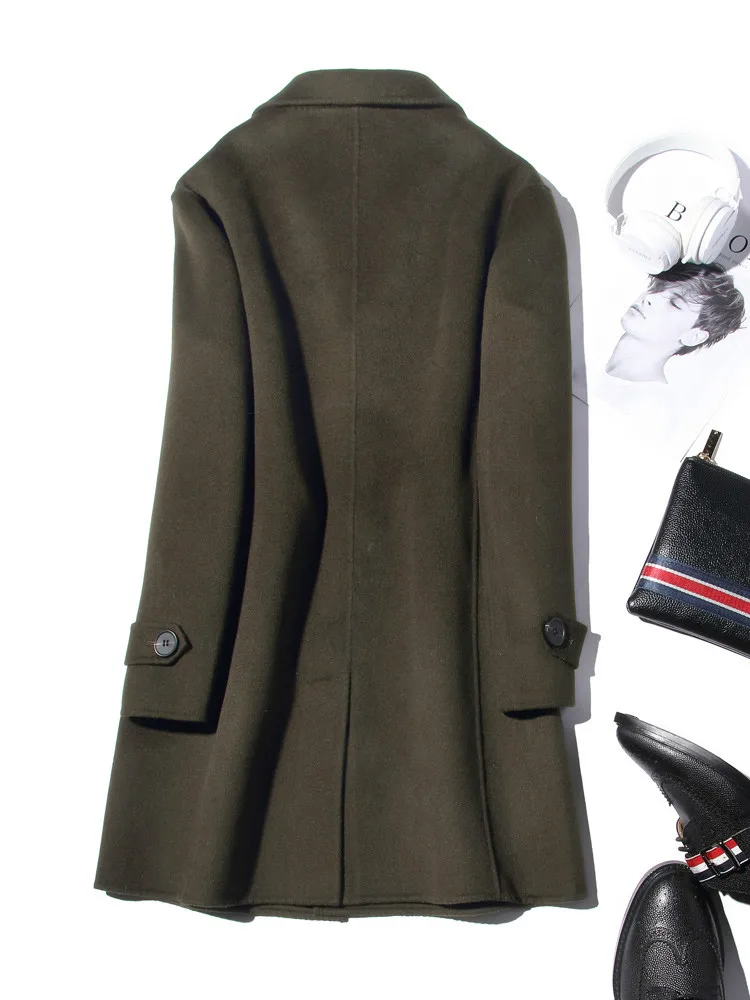 AYUNSUE 100% Wool Coat Men Aut - Wool Coat Peacoat 评论和价格