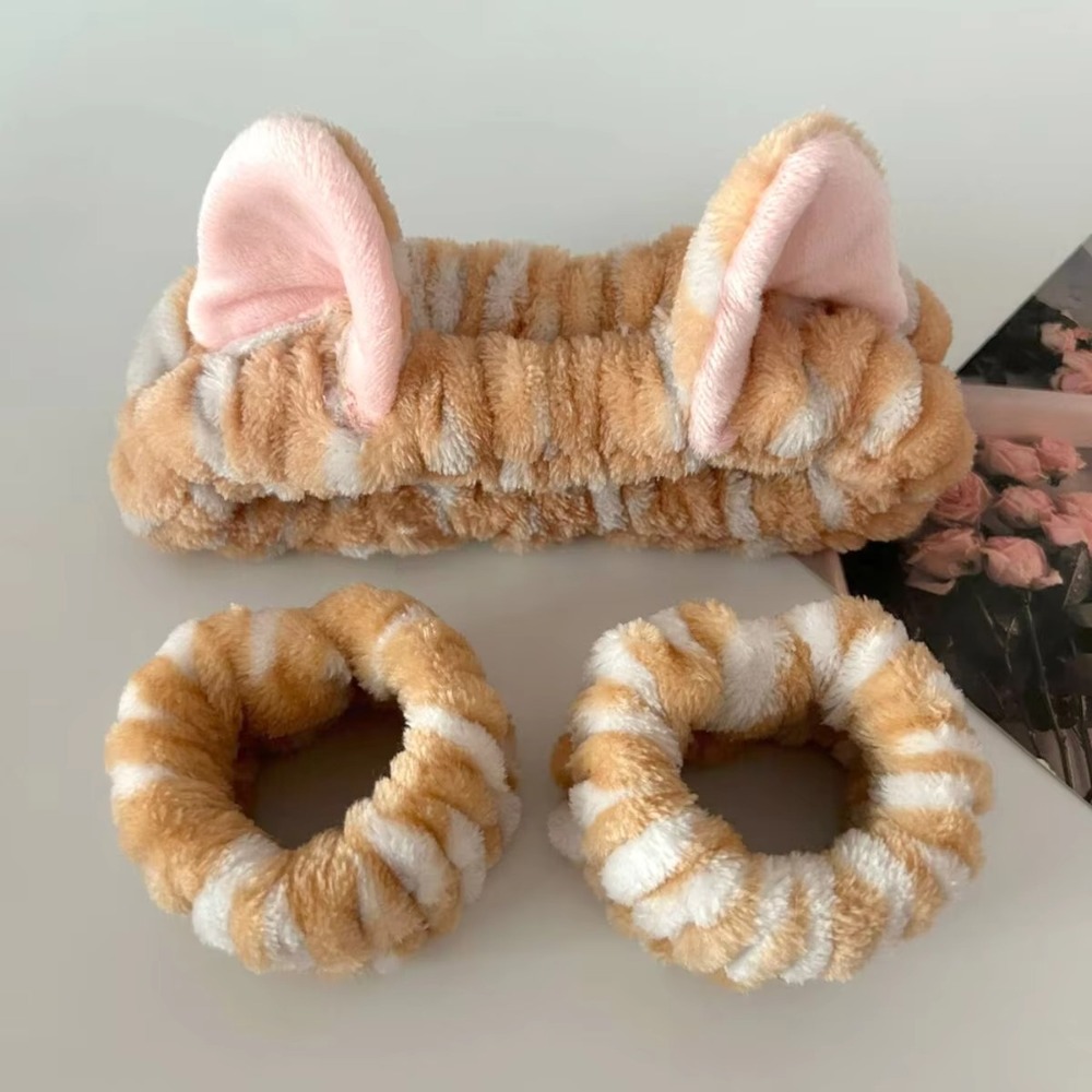 3pcs/set Leopard Print Cute Ca - Winter Headband Fleece 评论和价格