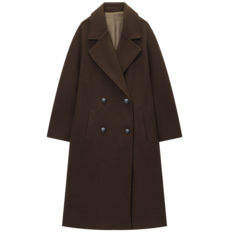 HXAO Women's Coat Brown Tweed  - Wool Coat Peacoat 评论和价格