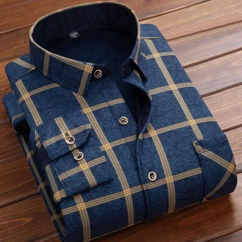 2025 Men's Winter Warm Long Sl - Flannel Shirt Lined 评论和价格
