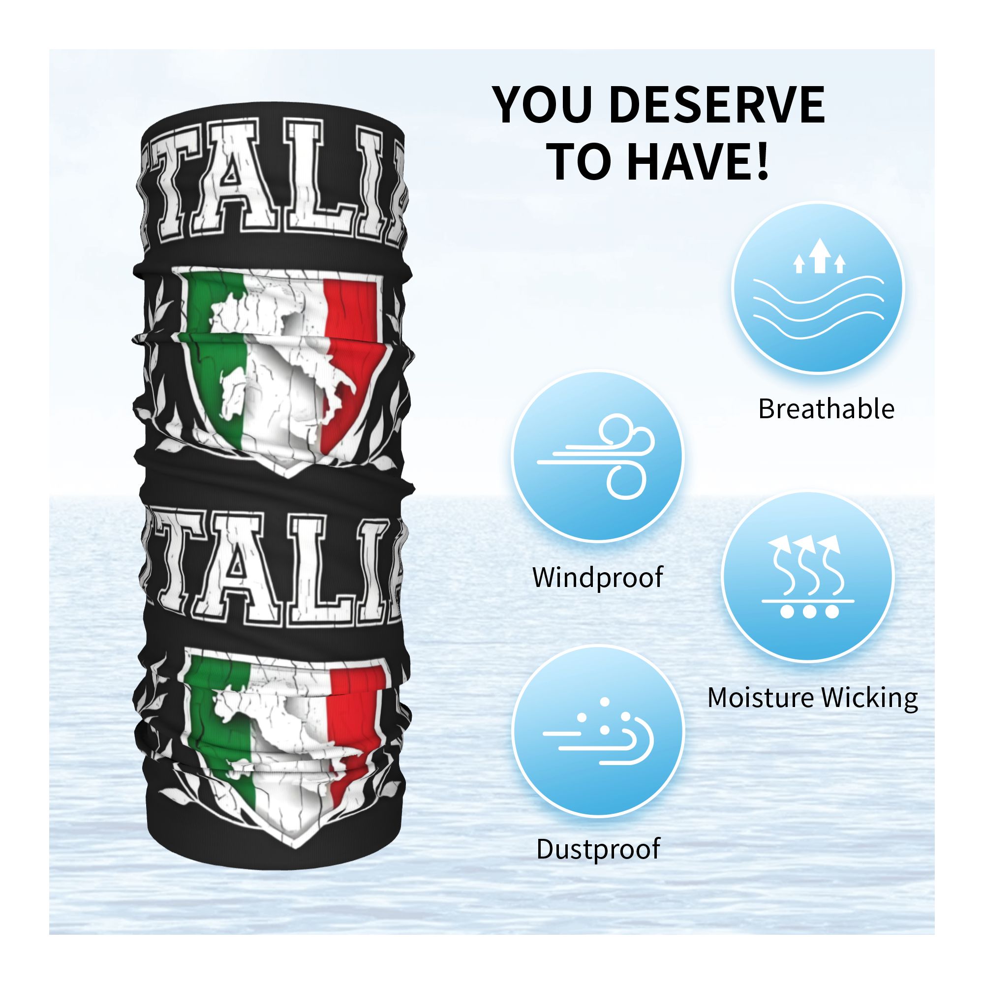 Custom Italy Flag Bandana Neck - Neck Gaiter Fleece 评论和价格