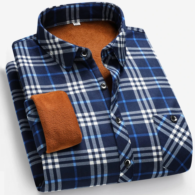 Autumn and Winter Men's Fleece - Flannel Shirt Lined 评论和价格
