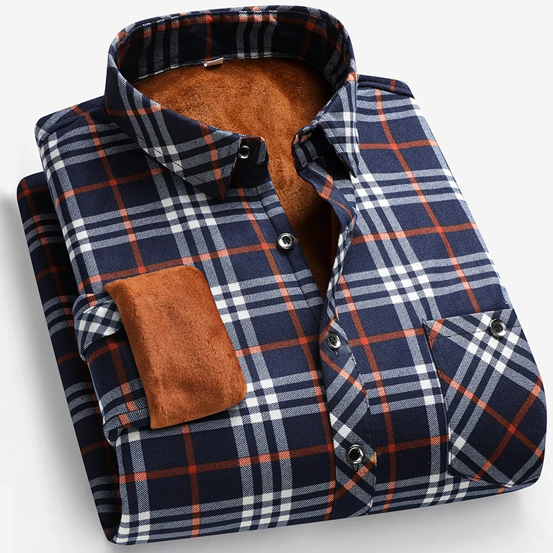 Autumn and Winter Men's Fleece - Flannel Shirt Lined 评论和价格