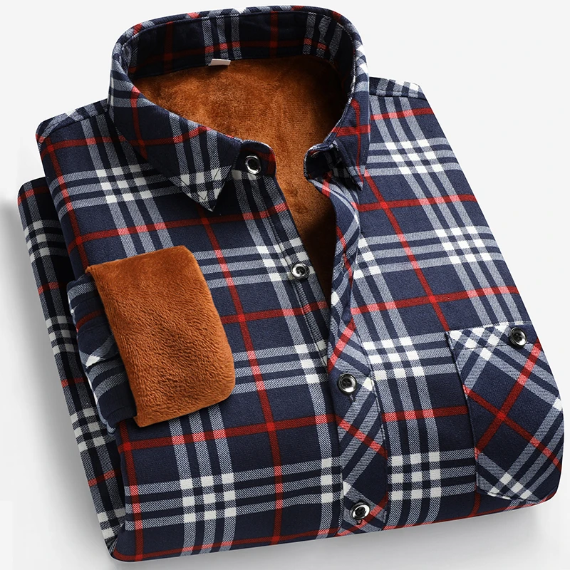 Autumn and Winter Men's Fleece - Flannel Shirt Lined 评论和价格
