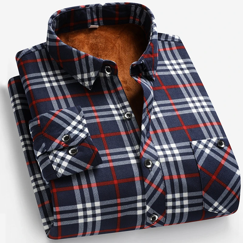 Autumn and Winter Men's Fleece - Flannel Shirt Lined 评论和价格