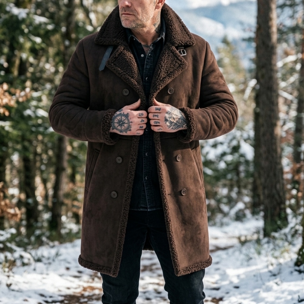Men's Faux Suede Fur Lined Win - Down Jacket Packable 评论和价格