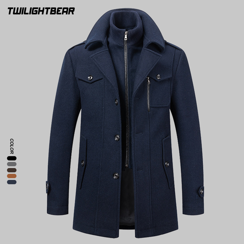 Winter Men's Wool Coat Oversiz - Wool Coat Peacoat 评论和价格