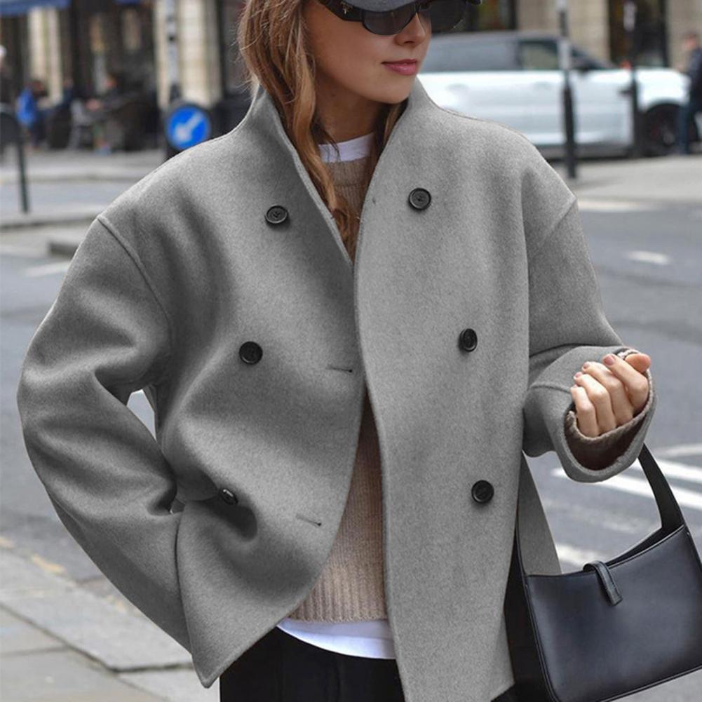 Women's Winter Cropped Wool Co - Wool Coat Peacoat 评论和价格
