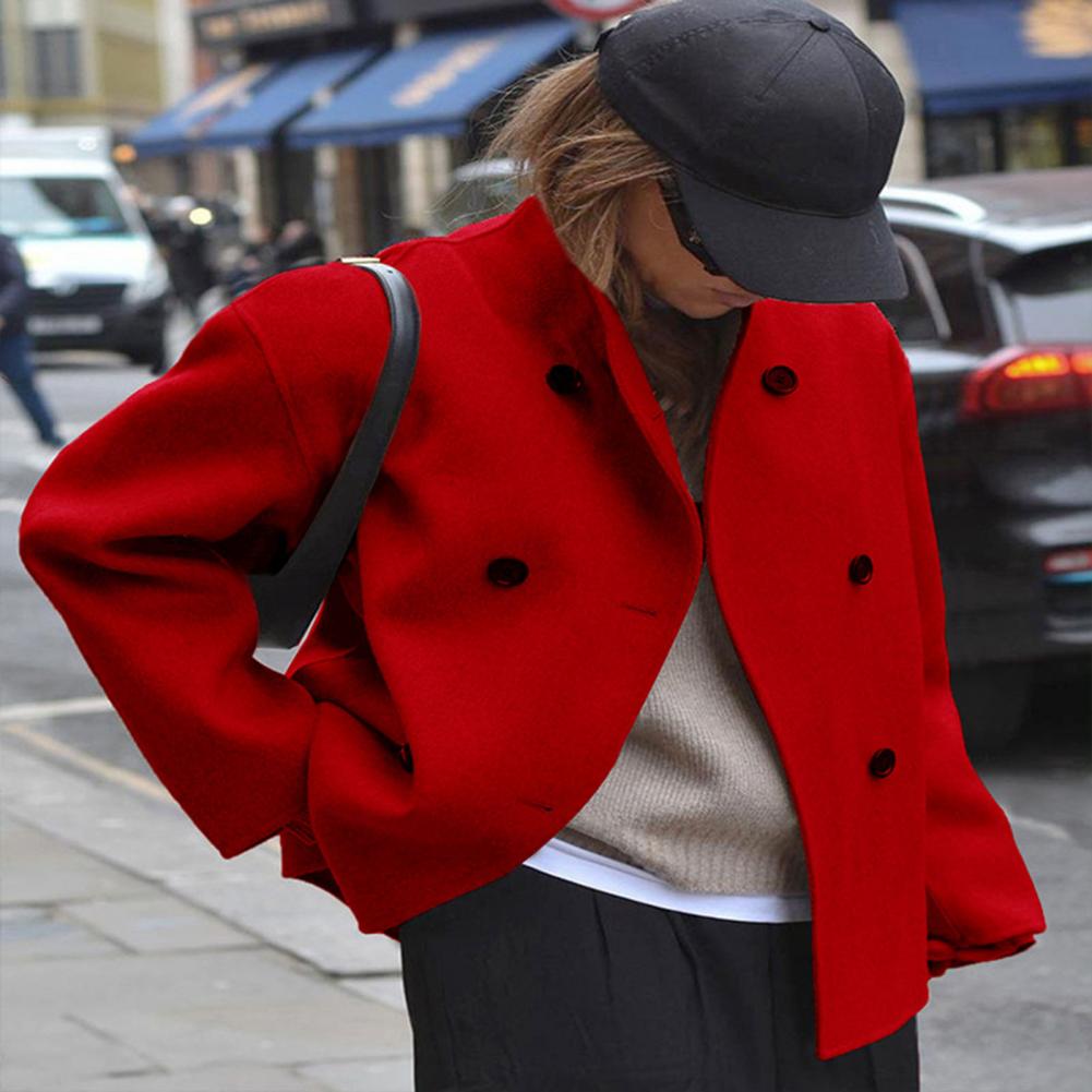 Women's Winter Cropped Wool Co - Wool Coat Peacoat 评论和价格
