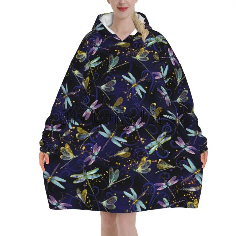 Dragonfly Galaxy Wearable Blan - Sherpa Hoodie Fleece 评论和价格