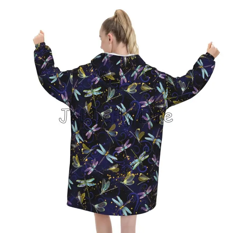 Dragonfly Galaxy Wearable Blan - Sherpa Hoodie Fleece 评论和价格
