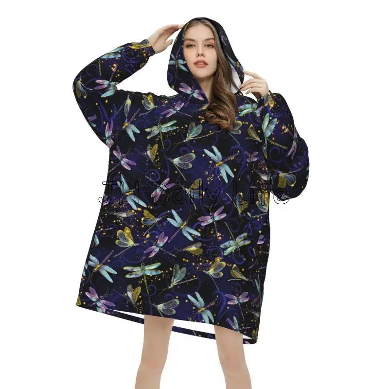 Dragonfly Galaxy Wearable Blan - Sherpa Hoodie Fleece 评论和价格