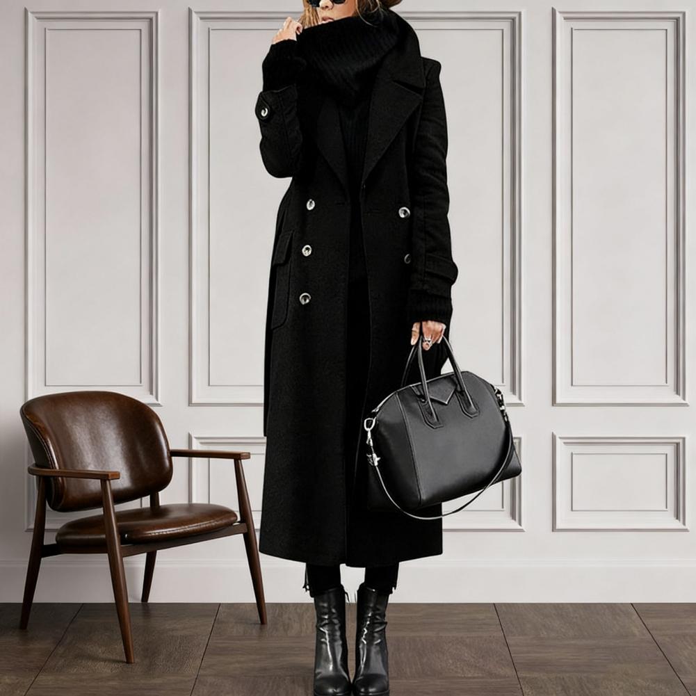 Women Coat Women's Double Brea - Wool Coat Peacoat 评论和价格
