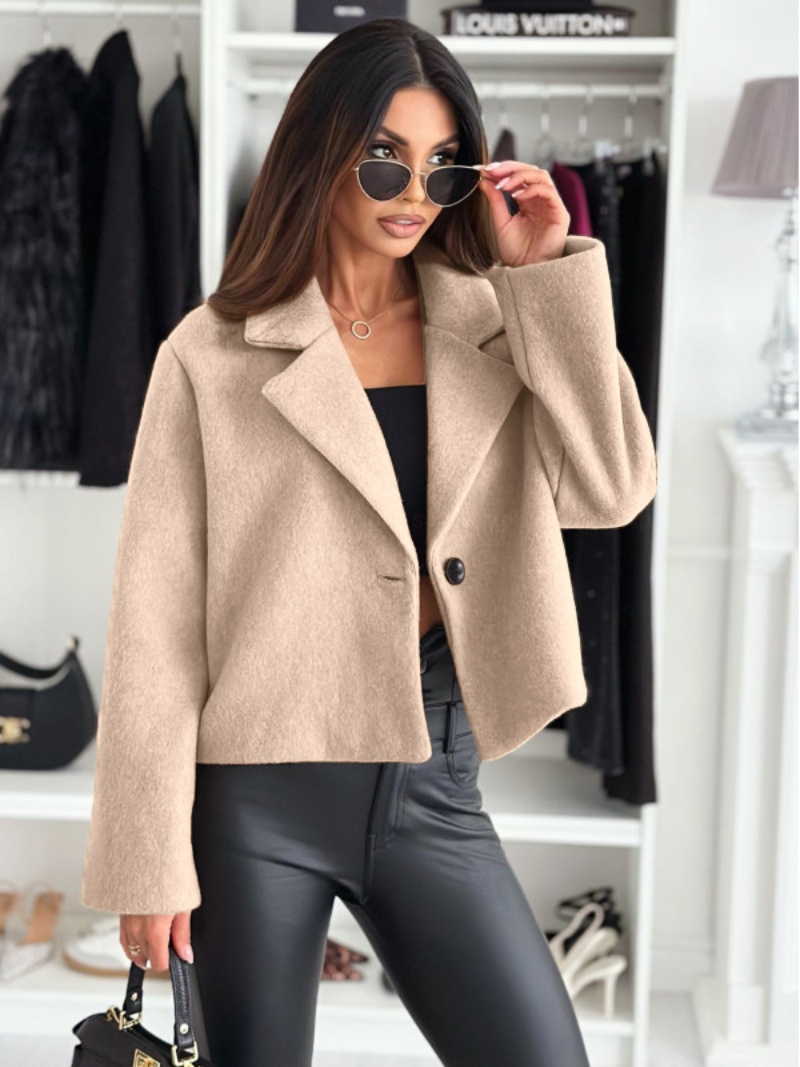 Cropped Trench Coat for Women  - Wool Coat Peacoat 评论和价格
