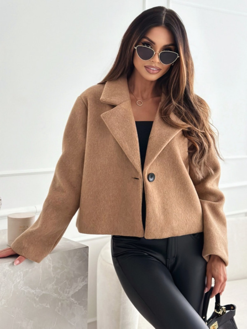 Cropped Trench Coat for Women  - Wool Coat Peacoat 评论和价格