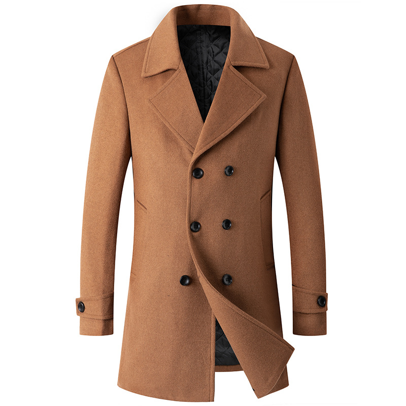 Double Breasted Coat Men Peaco - Wool Coat Peacoat 评论和价格