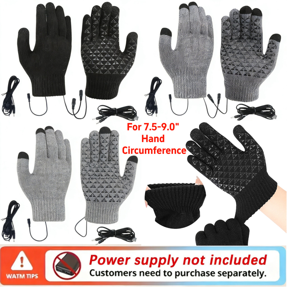 5-1Pairs USB Heated Knitted Gl - Touch Screen Gloves 评论和价格